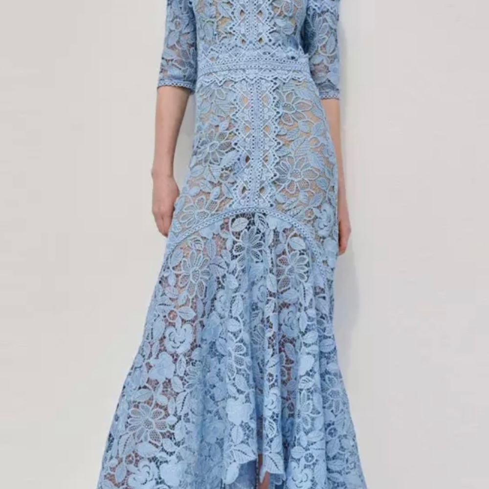 COPY Shoshana Dress Bridesmaid Floral Embroidered Light Blue Summer Dress NWOT - Picture 3 of 3